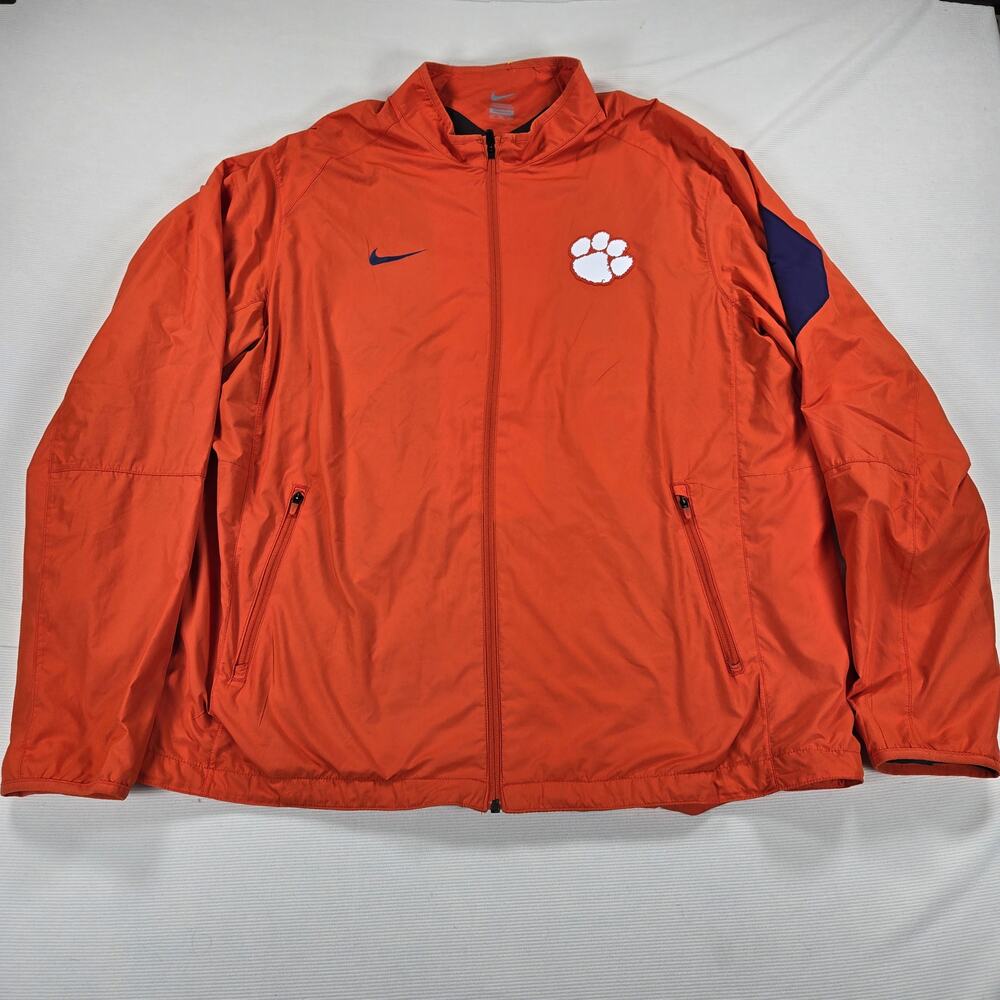 Nike Clemson‎ Tigers Orange Full Zip Long Sleeve Windbreaker Jacket Men Size XXL